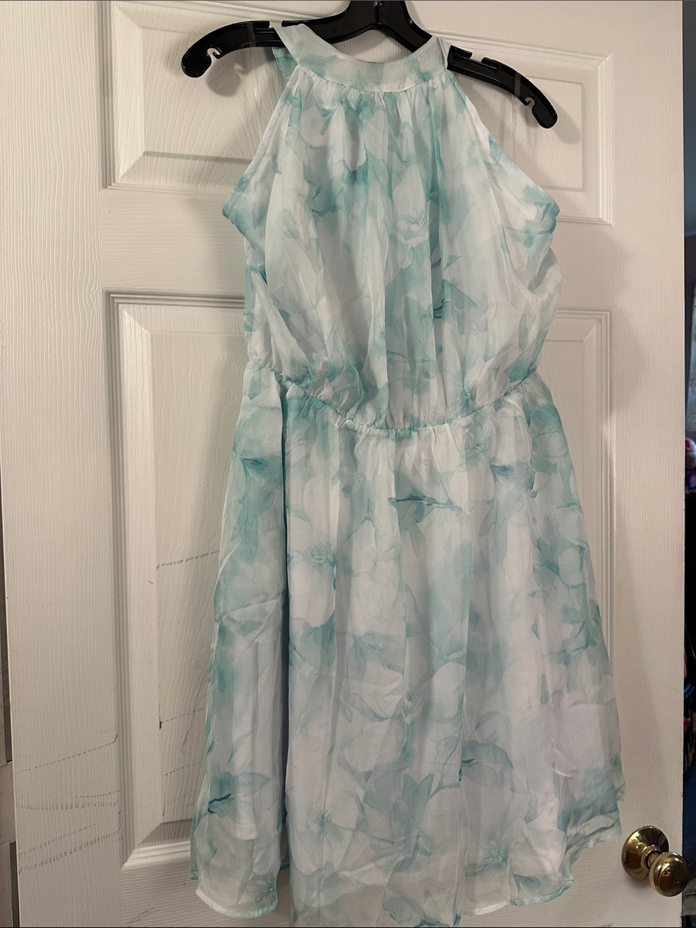 Cato Light Aqua Floral Halter Mini Dress